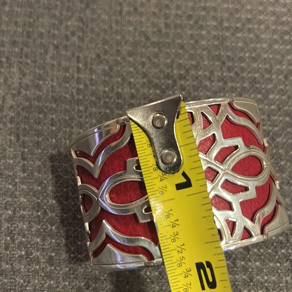 Brighton- Christo wide cuff bracelet set with red/dark gray leather insert. - Picture 8 of 10